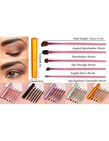 Juego de Brochas de Maquillaje de Ojos AKOAK 5 Piezas Verde