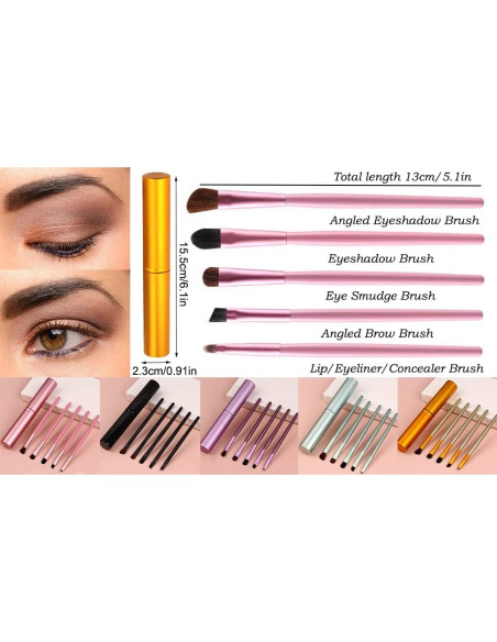 Juego de Brochas de Maquillaje de Ojos AKOAK 5 Piezas Verde