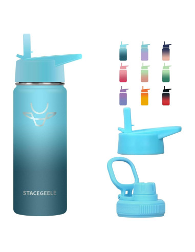 Botella de Agua Aislada STACEGEELE 550ml Tapa Popote Hush