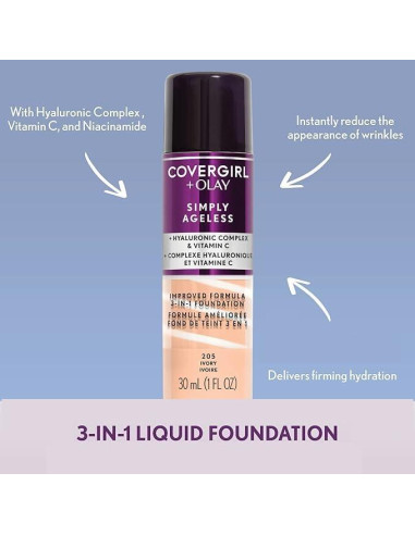 Base Líquida Anti-Envejecimiento CoverGirl Olay 220 Natural Cremoso