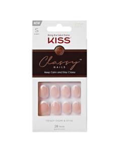 Uñas Postizas KISS Classy Cortas Ovaladas 28 Uñas + Pegamento