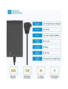 Adaptador de Corriente ALITOVE 12V 87W para Refrigerador de Coche 2