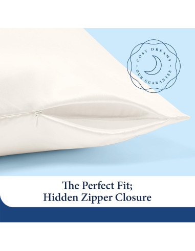Funda de Almohada 100% Seda Cosy House Estándar Blanca 22 Momme
