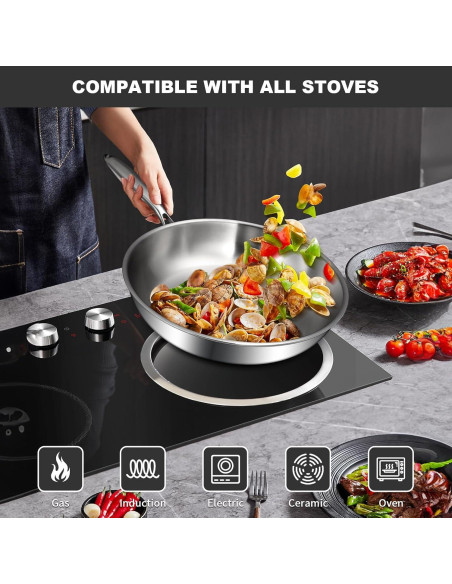 Juego de Sartenes EWFEN Acero Inoxidable 3 Capas 20-30 cm