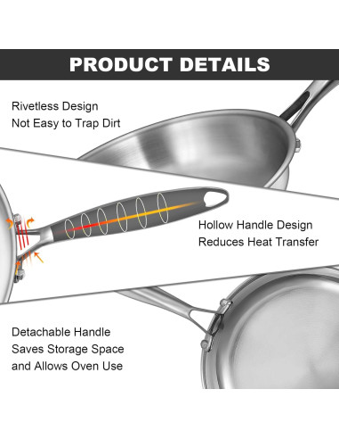 Juego de Sartenes EWFEN Acero Inoxidable 3 Capas 20-30 cm