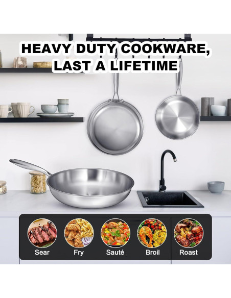 Juego de Sartenes EWFEN Acero Inoxidable 3 Capas 20-30 cm