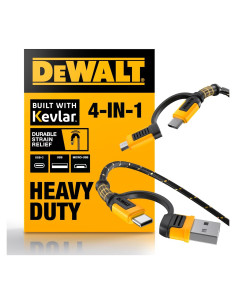 Cable 4 en 1 DEWALT Tipo C/Micro USB para iPhone y Android