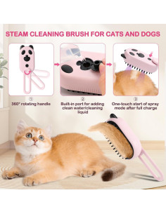 Cepillo de Vapor para Gatos y Perros CZMSECAI Rosa 3-en-1 2