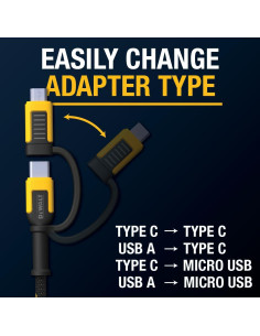 Cable 4 en 1 DEWALT Tipo C/Micro USB para iPhone y Android 2