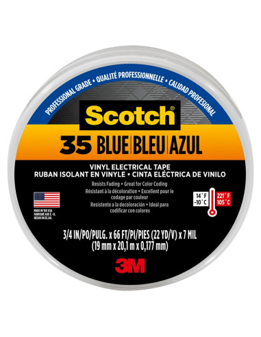 Cinta Eléctrica de Vinilo 3M Scotch 35 Azul 20mm x 20m
