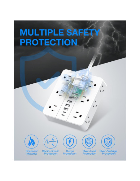 Regleta de Enchufes HUNIAN 1.5m con 12 Salidas y 6 USB Regleta de Enchufes HUNIAN 1.5m con 12 Salidas y 6 USB