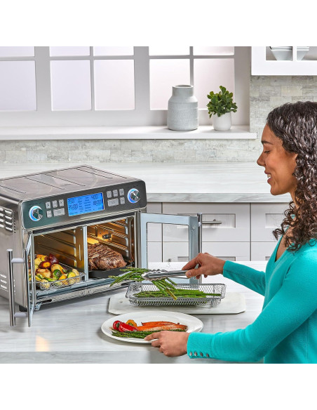 Horno de Aire Emeril Lagasse 360 Doble Zona 25 QT Acero Inoxidable Horno de Aire Emeril Lagasse 360 Doble Zona 25 QT Acero Inoxidable