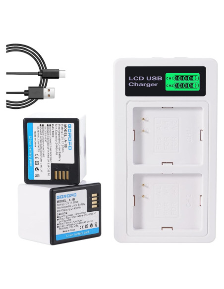 Paquete de 2 Baterías Arlo A-1 con Cargador GOROFO 2440mAh