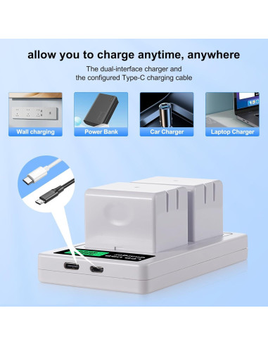 Paquete de 2 Baterías Arlo A-1 con Cargador GOROFO 2440mAh