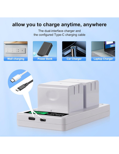 Paquete de 2 Baterías Arlo A-1 con Cargador GOROFO 2440mAh