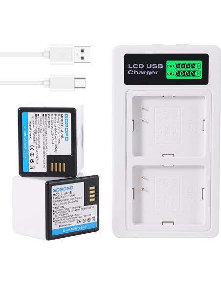 Paquete de 2 Baterías Arlo A-1 con Cargador GOROFO 2440mAh