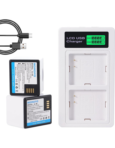Paquete de 2 Baterías Arlo A-1 con Cargador GOROFO 2440mAh