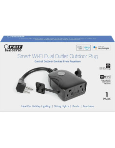 Enchufe Inteligente Exterior Feit Electric 2 Tomas WiFi Negro 2