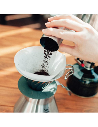 Dripper de Café Hario V60 Outdoor Metal Plata 02