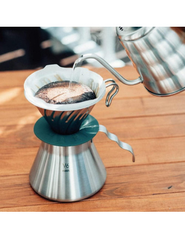 Dripper de Café Hario V60 Outdoor Metal Plata 02