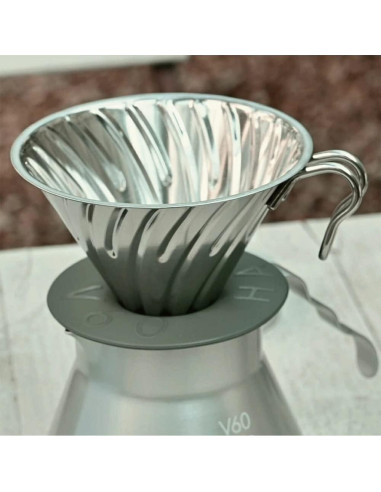 Dripper de Café Hario V60 Outdoor Metal Plata 02