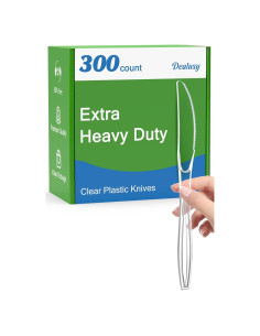300 Cuchillos de Plástico Transparentes Dealusy - Desechables y Resistentes