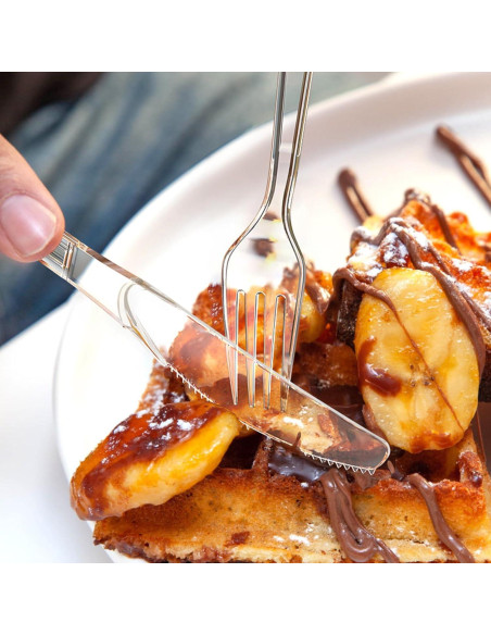 300 Cuchillos de Plástico Transparentes Dealusy - Desechables y Resistentes