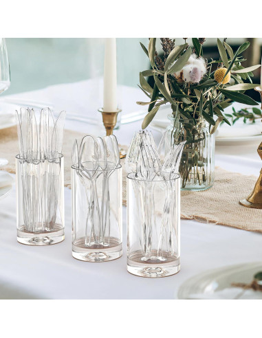 300 Cuchillos de Plástico Transparentes Dealusy - Desechables y Resistentes