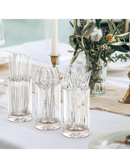 300 Cuchillos de Plástico Transparentes Dealusy - Desechables y Resistentes