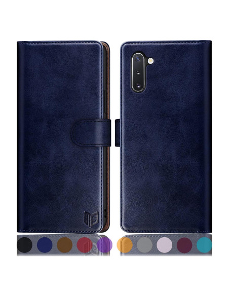 Funda billetera SUANPOT para Samsung Galaxy Note 10 azul RFID Funda billetera SUANPOT para Samsung Galaxy Note 10 azul RFID