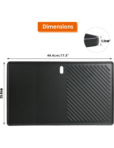 Plancha de Cocina Uniflasy 7637 Hierro Fundido 44.5 cm para Weber Spirit 200