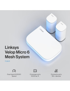 Sistema WiFi 6 Malla Linksys Velop Micro 3Pk | 465 m | 3 Gbps 2