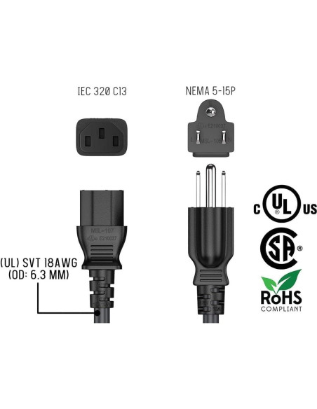 Cable de Alimentación PowerHOOD 0.91m 3 Clavijas para Proyector BenQ