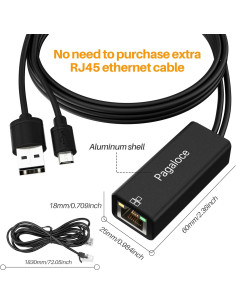 Adaptador Ethernet Micro USB a RJ45 Pagaloce 100Mbps 2