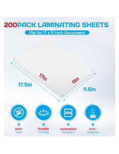 Hojas de Laminado CAREGY 200 Paquete 3 Mil 29.21 x 44.45 cm 2