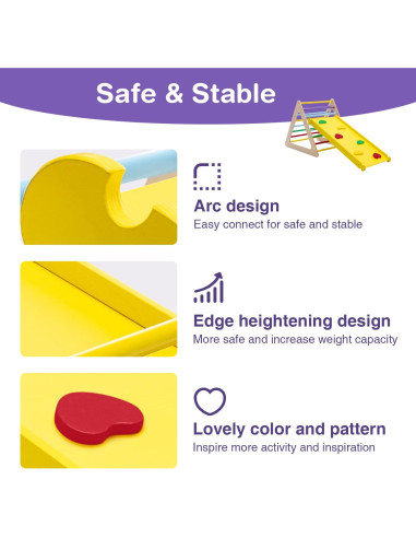 Escalador Triangular Wonline 3 en 1 de Madera para Niños