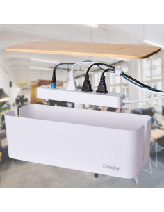 Paquete 2 Cajas Gestión Cables Chouky Madera Blanco 2