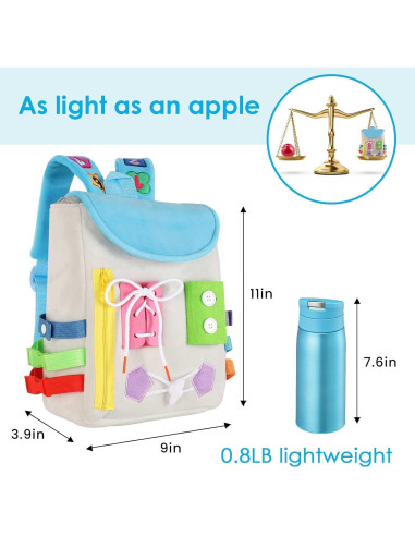 Mochila Tablero Ocupado Gris - Juguete de Aprendizaje para Niños