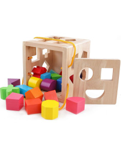 Cubo Clasificador de Formas QZMTOY - Juguete de Madera 19 Piezas 2
