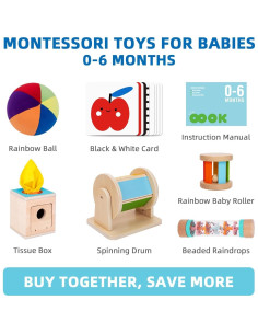 Juguetes Montessori OOOK para Bebés 0-6 Meses - Kit 6 en 1 2
