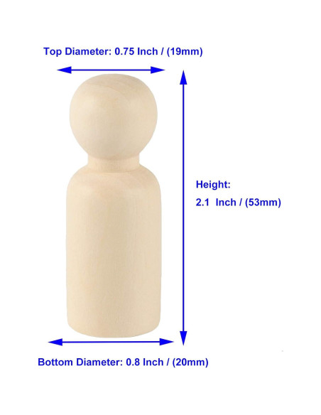 KOHAND 150 Muñecos de Madera sin Terminar 5.3 cm para DIY