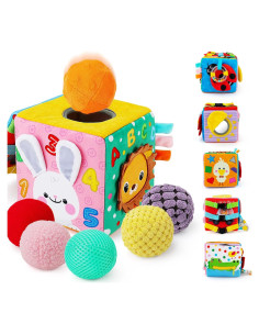 Cubo Sensorial Beetoy BT54 para Bebés con 6 Bolas Texturizadas