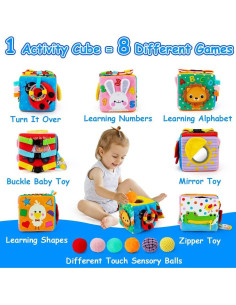 Cubo Sensorial Beetoy BT54 para Bebés con 6 Bolas Texturizadas 2