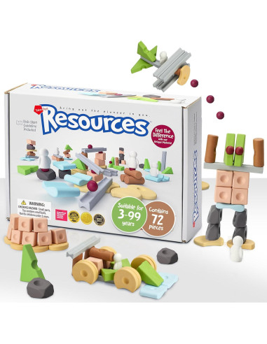 Juego de Construcción Montessori Taksa Toys 72 Piezas + 5 Animales