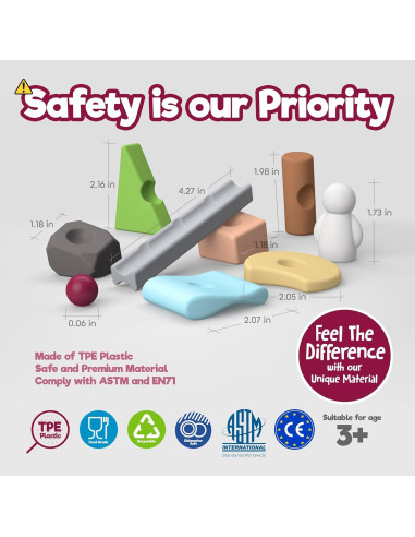 Juego de Construcción Montessori Taksa Toys 72 Piezas + 5 Animales