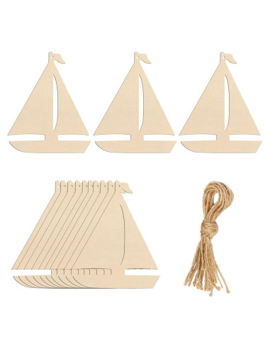 20 Recortes de Madera Velero JANOU 10x8.3 cm Manualidades