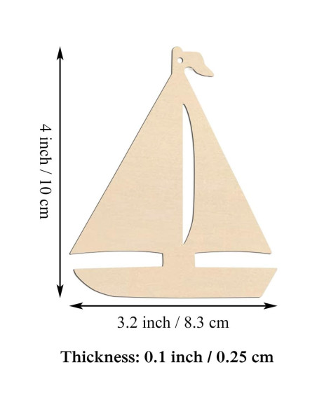 20 Recortes de Madera Velero JANOU 10x8.3 cm Manualidades