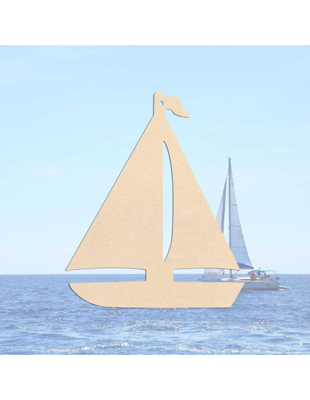 20 Recortes de Madera Velero JANOU 10x8.3 cm Manualidades