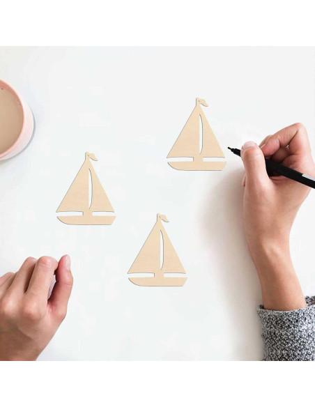 20 Recortes de Madera Velero JANOU 10x8.3 cm Manualidades