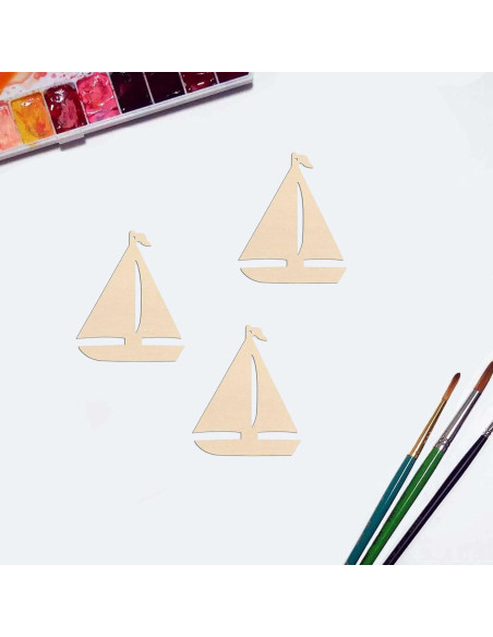 20 Recortes de Madera Velero JANOU 10x8.3 cm Manualidades